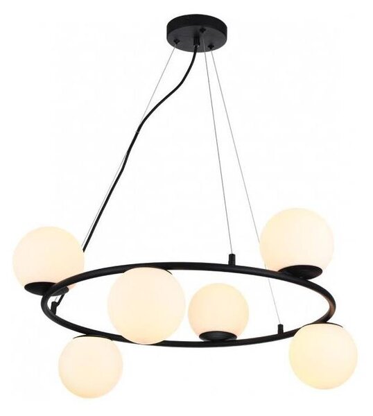 Redo 01-3158 - Lampadario a sospensione con filo BOWLING 6xE14/28W/230V nero