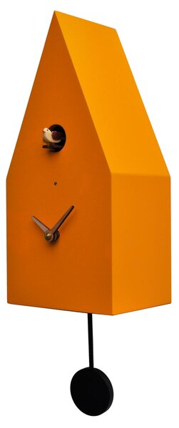 Orologio con cuc� da parete con pendolo Cassa in MDF BERGEN Dimensioni 14x11x h29 cm colore Arancio RAL 1028