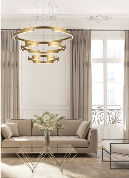 Redo 01-3181 - Lampadario a sospensione con filo LED dimmerabile CASTLE LED/80W/230V oro