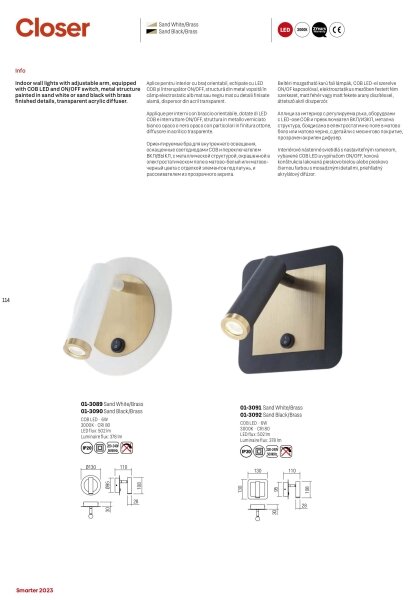 Redo 01-3091 - Luce Spot da parete a LED CLOSER LED/6W/230V bianco