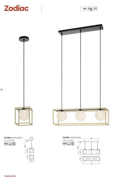 Redo 01-3057 - Lampadario a sospensione con filo ZODIAC 3xE14/28W/230V