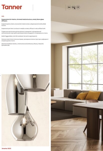 Redo 01-3190 - Lampadario a sospensione con filo TANNER 1xE14/28W/230V diametro 15 cm