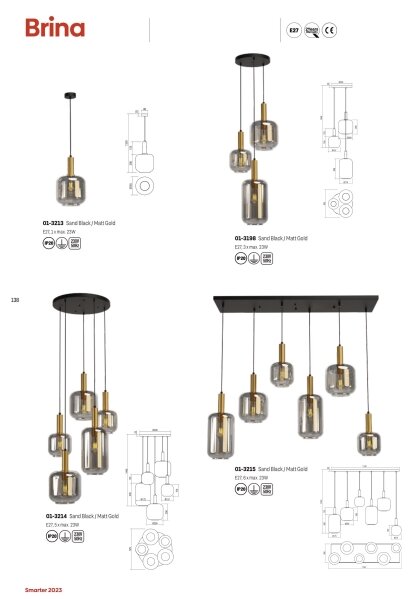 Redo 01-3214 - Lampadario a sospensione con filo BRINA 5xE27/23W/230V