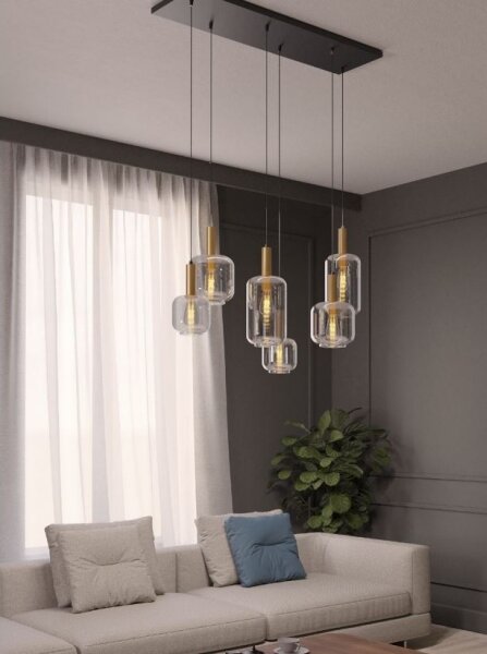 Redo 01-3215 - Lampadario a sospensione con filo BRINA 6xE27/23W/230V