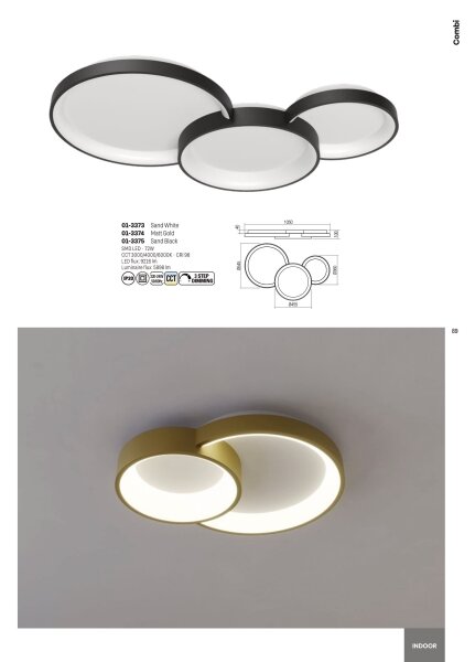 Redo 01-3375 - Plafoniera LED dimmerabile COMBI LED/72W/230V CRI98 nero