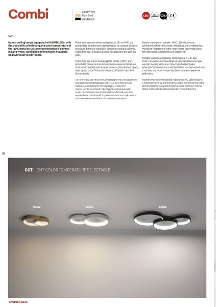 Redo 01-3375 - Plafoniera LED dimmerabile COMBI LED/72W/230V CRI98 nero