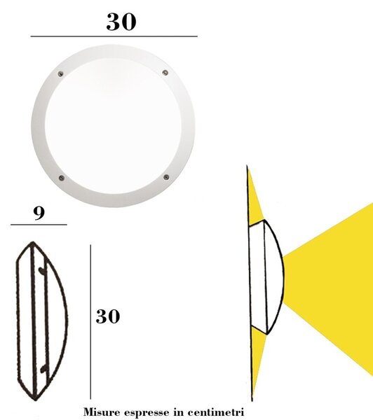 Applique esterno top light tropea 30 ne e27 led resina - Top Light