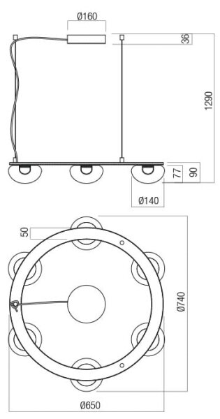 Redo 01-3247- Lampadario a sospensione con filo LED dimmerabile SINCLAIR LED/37,2W/230V CRI 93 IP21