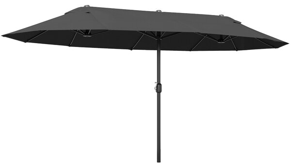 Outsunny Ombrellone da Giardino Doppio 4.6x2.7m con Palo Antiruggine in Acciaio, 12 Braccia e Manovella, Nero | Aosom