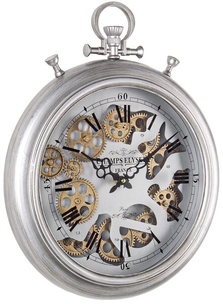 Orologio da Parete 40x6,7x50 cm in Acciaio e Vetro Engrenage