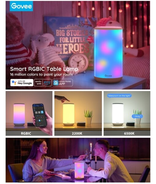 Govee - LED RGBIC Lampada da tavolo dimmerabile AURA 2 2200-6500K Wi-Fi Matter