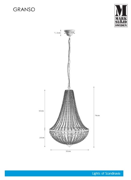 Markslöjd 107028 - Lampadario di cristallo su catena GRÄNSÖ 3xE14/40W/230V