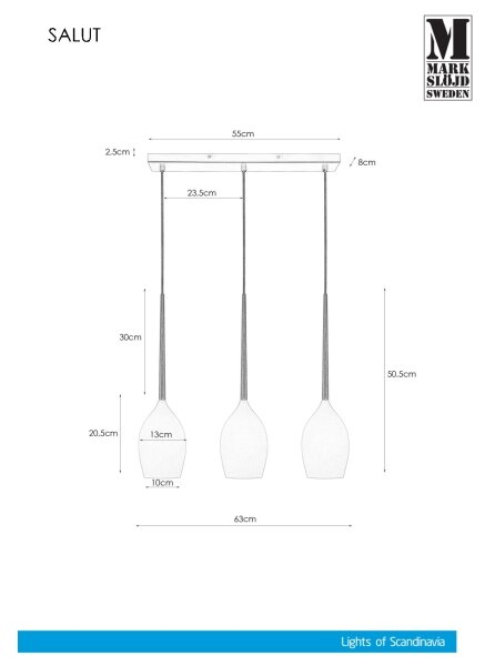 Markslöjd 106808 - Lampadario a sospensione con filo SALUTE 3xE14/40W/230V