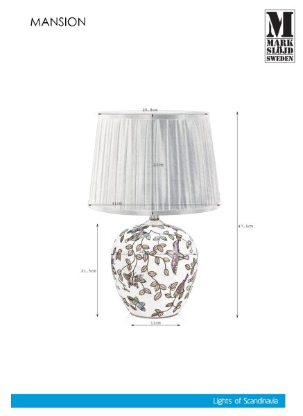 Markslöjd 107040 - Lampada da tavolo MANSION 1xE27/60W/230V