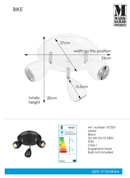 Markslöjd 107337 - Luce Spot BIKE 3xGU10/12W/230V