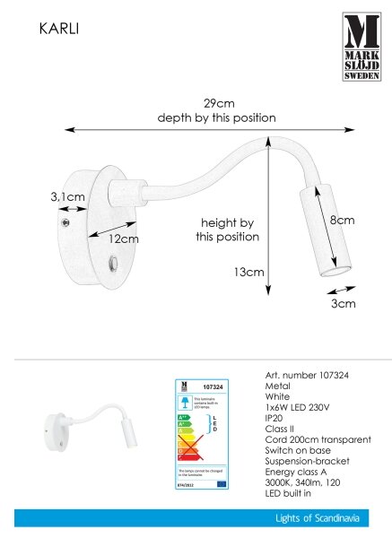 Markslöjd 107324 - Applique a LED KARLI LED/6W/230V