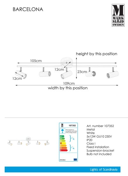 Markslöjd 107352 - Luce Spot BARCELONA 5xGU10/12W/230V