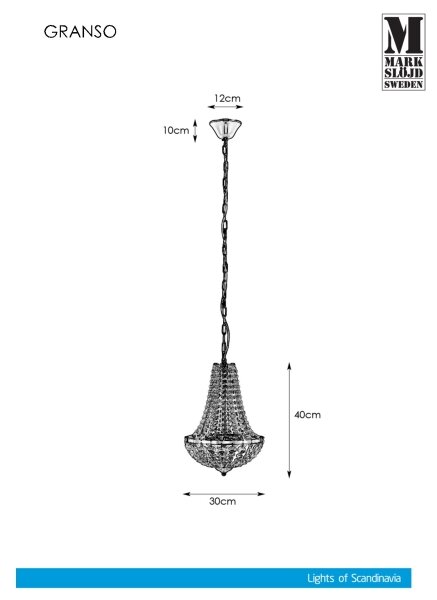 Markslöjd 107550 - Lampadario di cristallo da bagno a sospensione con catena GRÄNSÖ 2xG9/20W/230V