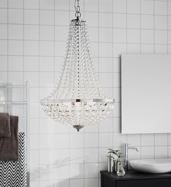 Markslöjd 107551 - Lampadario di cristallo da bagno a sospensione con catena 3xG9/20W/230 IP44