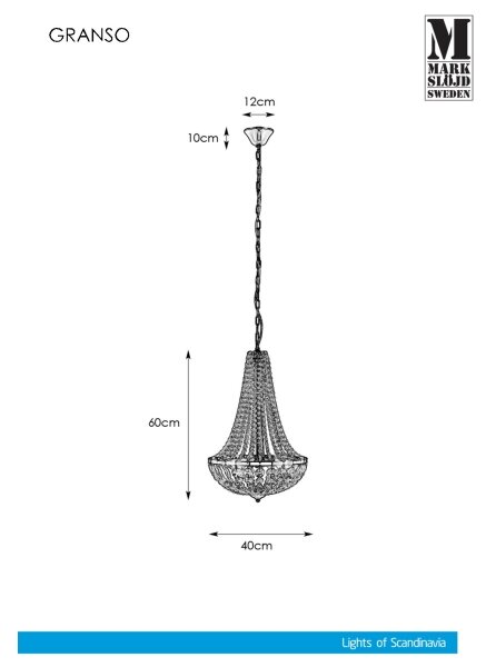Markslöjd 107551 - Lampadario di cristallo da bagno a sospensione con catena 3xG9/20W/230 IP44