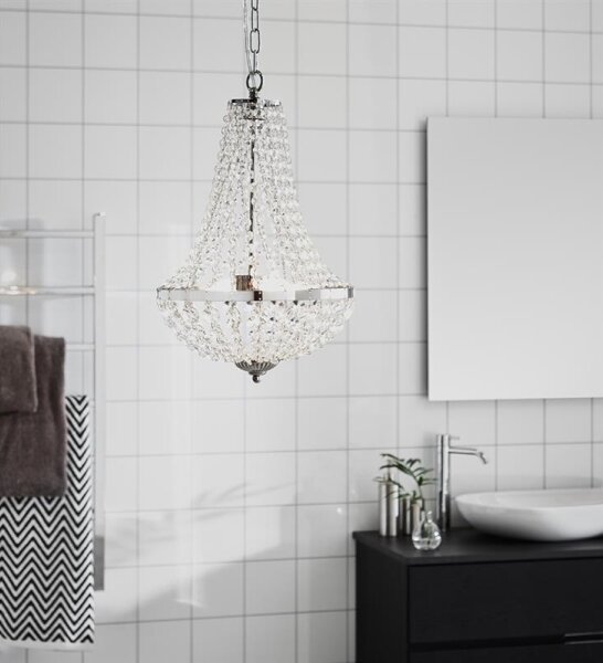 Markslöjd 107550 - Lampadario di cristallo da bagno a sospensione con catena GRÄNSÖ 2xG9/20W/230V