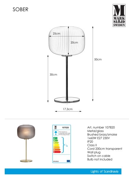 Markslöjd 107820 - Lampada da tavolo SOBER 1xE27/60W/230V ottone