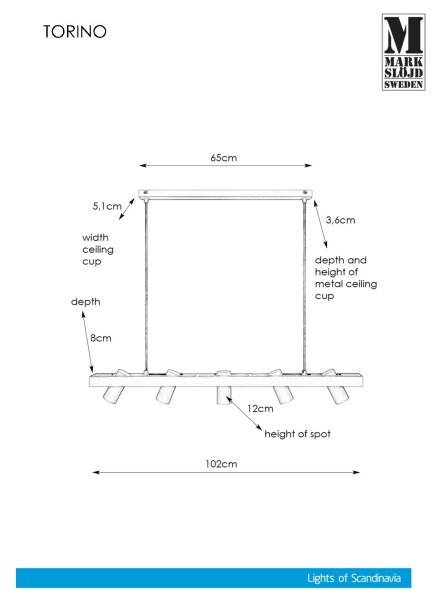 Markslöjd 107784 - Lampadario a sospensione con filo TORINO 5xGU10/7W/230V