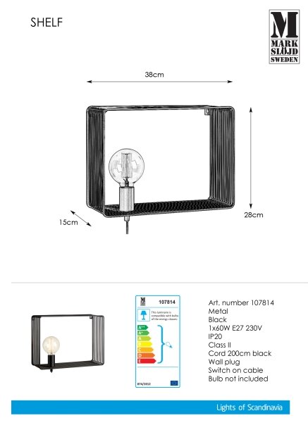 Markslöjd 107814 - Applique SHELF 1xE27/60W/230V