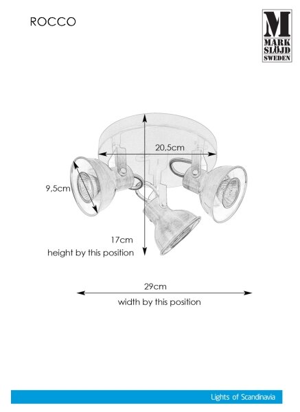 Markslöjd 107852 - Luce Spot ROCCO 3xGU10/7W/230V