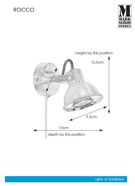 Markslöjd 107853 - Luce Spot da parete ROCCO 1xGU10/7W/230V