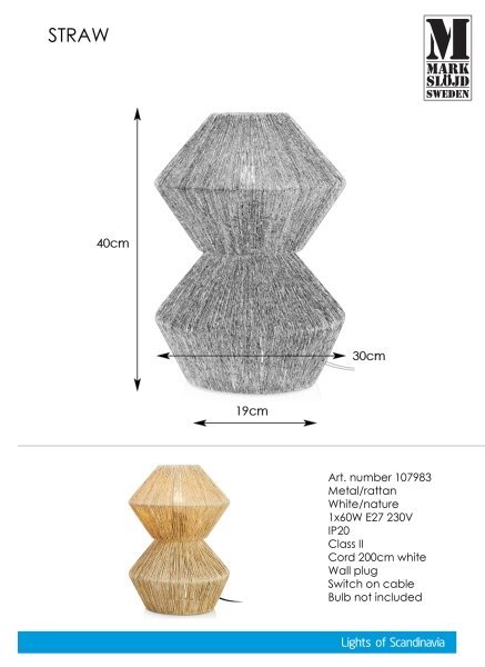 Markslöjd 107983 - Lampada da tavolo STRAW 1xE27/40W/230V