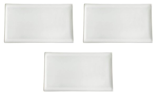 Set 3 Vassoi Rettangolari 28x14x1,7 cm in Porcellana Allluminica Kaleidos Aluxina Bianchi