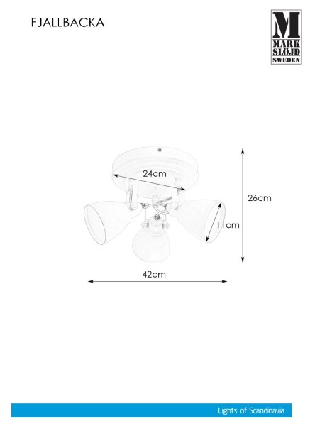 Markslöjd 108083 - Faretto da bagno FJÄLLBACKA 3xG9/20W/230V IP44 bianco