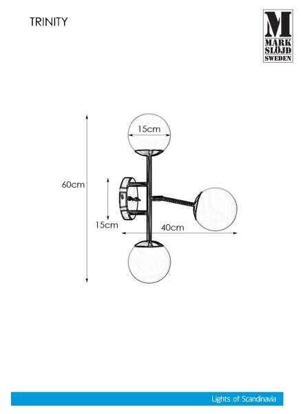 Markslöjd 108253 - Applique TRINITY 3xG9/20W/230V oro/grigia