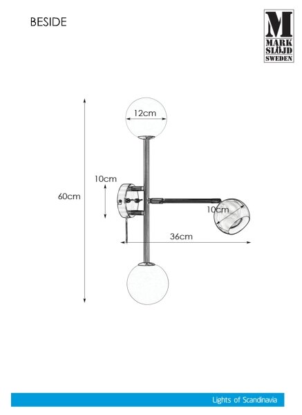 Markslöjd 108256 - Applique BESIDE 2xG9/20W/230V + 1xGU10/7W/230V cromo