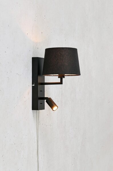 Markslöjd 108595 - Applique LED da parete con porta USB COMO 1xE14/40W/230V + LED integrato da 3W, nero