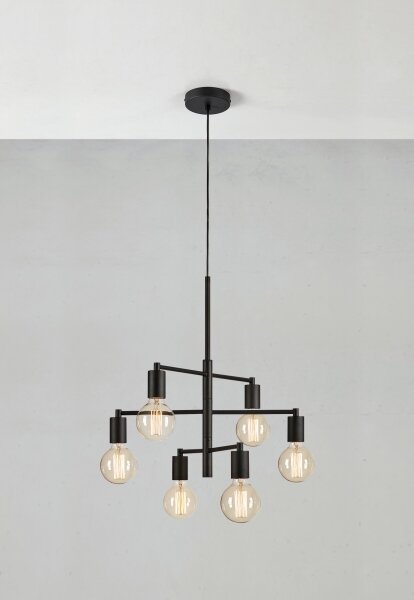 Markslöjd 108717 - Lampadario a sospensione con filo CIELO 6xE27/40W/230V nero