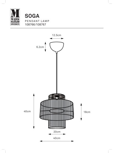 Markslöjd 108767 - Lampadario a sospensione con filo SOGA 1xE27/40W/230V oro