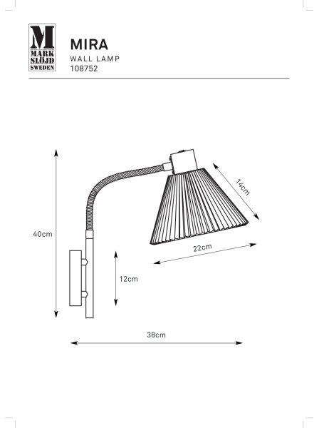 Markslöjd 108752 - Applique MIRA 1xE14/40W/230V nero/bianco