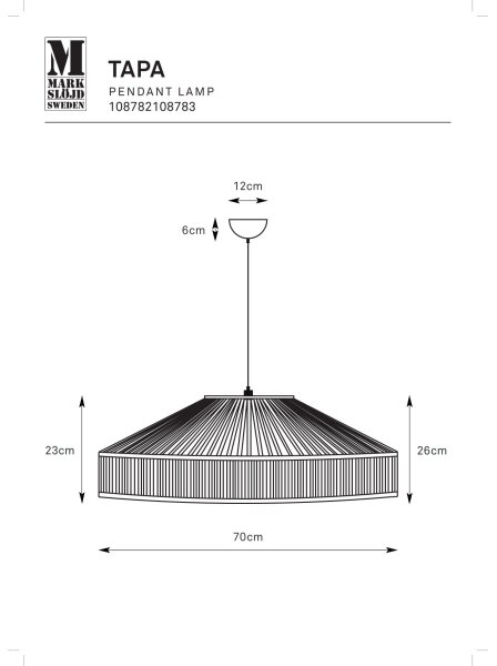 Markslöjd 108783 - Lampadario a sospensione con filo TAPA 1xE27/40W/230V beige/bambù