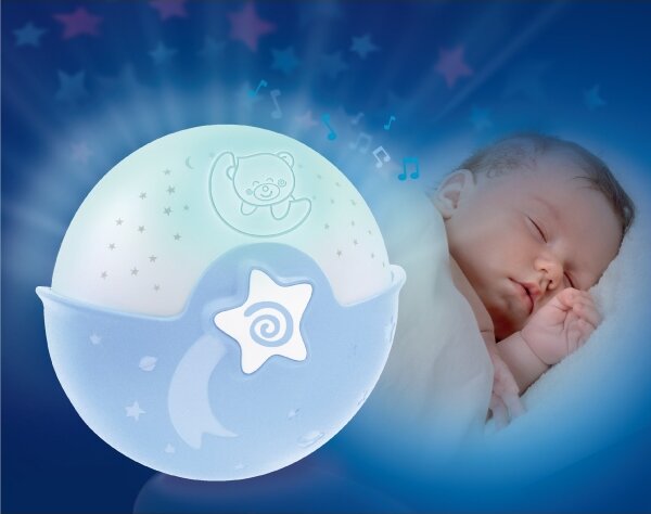 Infantino - Lampada per bambini piccola con proiettore 3xAA blu