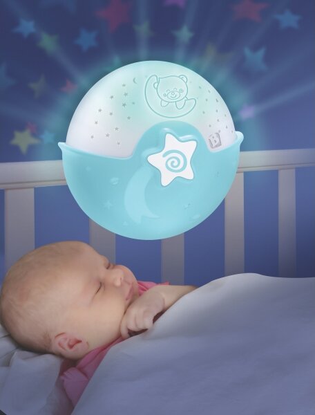 Infantino - Lampada per bambini piccola con proiettore 3xAA blu
