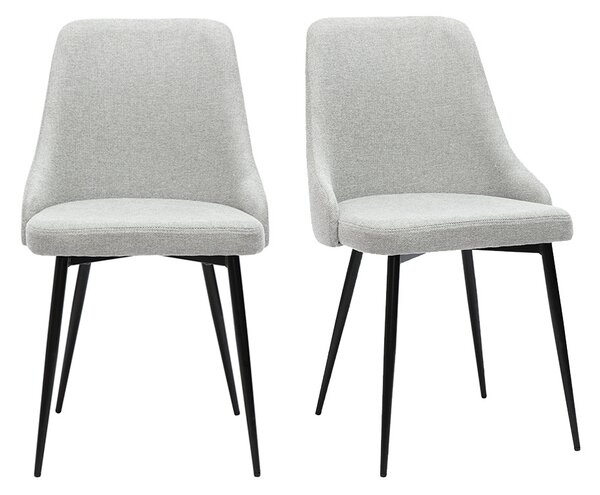 Sedie design in tessuto effetto velluto grigio chiaro e metallo nero (lotto di 2) CULT