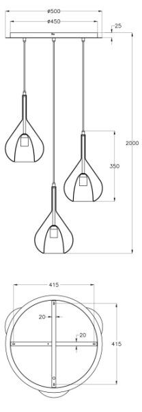 Fabas Luce 3481-47-297 - Lampadario a sospensione con filo LILA 3xE27/40W/230V oro/grigio/limpido