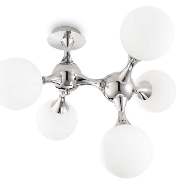 Ideal Lux - Lampadario a soffitto NODI 5xE14/28W/230V 50x55 cm cromo lucido/bianco