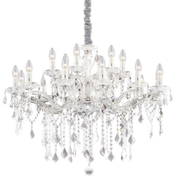 Ideal Lux - Lampadario di cristallo a sospensione con catena FLORIAN 18xE14/40W/230V diametro 86 cm limpido