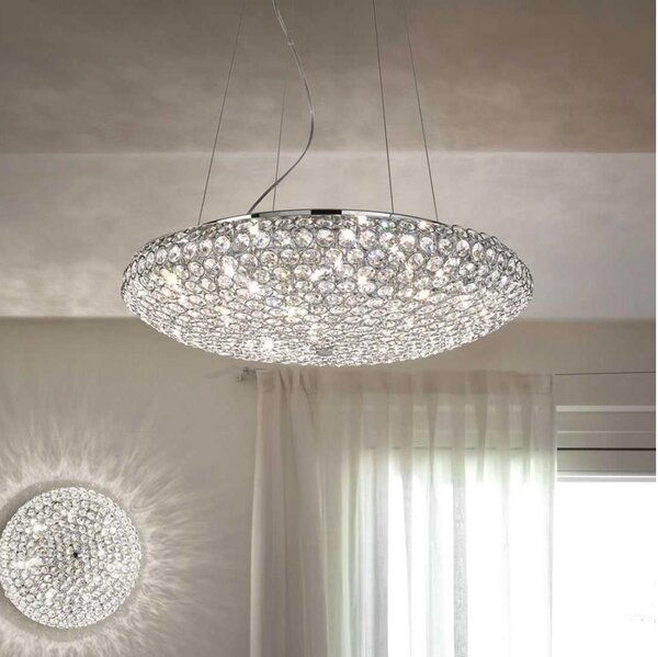 Ideal Lux - Lampadario di cristallo LED a sospensione con catena KING 12xG9/3W/230V diametro 65 cm cromo