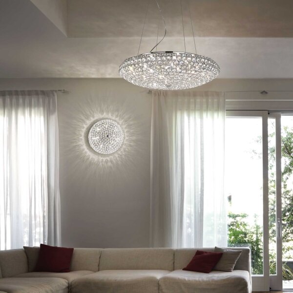 Ideal Lux - Lampadario di cristallo LED a sospensione con catena KING 12xG9/3W/230V diametro 65 cm cromo