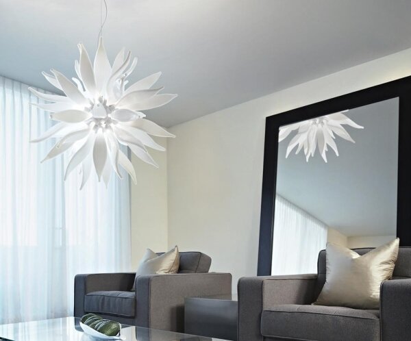 Ideal Lux - Lampadario LED a sospensione con filo LEAVES 12xG9/3W/230V diametro 80 cm bianco