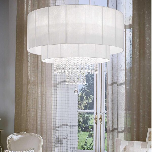 Ideal Lux - Lampadario di cristallo a sospensione OPERA 10xE27/60W/230V diametro 90 cm bianco